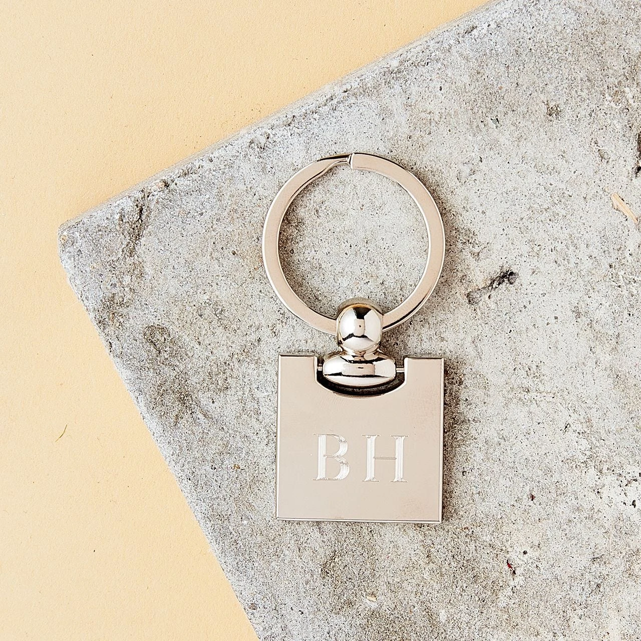 Square Engraved Metal Keyring (Initials) - Image 2