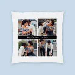 4 Photos And Text Personalised Cushion (16")