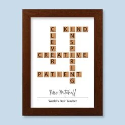 Teacher Letter Tiles Harriet Rustic Wood Print And Frame
