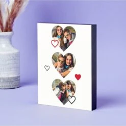 3 Hearts Photo Block (8x6")