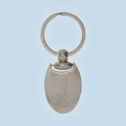 Oval Engraved Metal Keyring (Name)