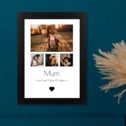 Collage With Heart Harriet Black Print And Frame