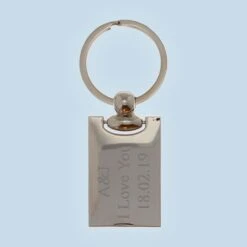 Rectangle Text Metal Keyring