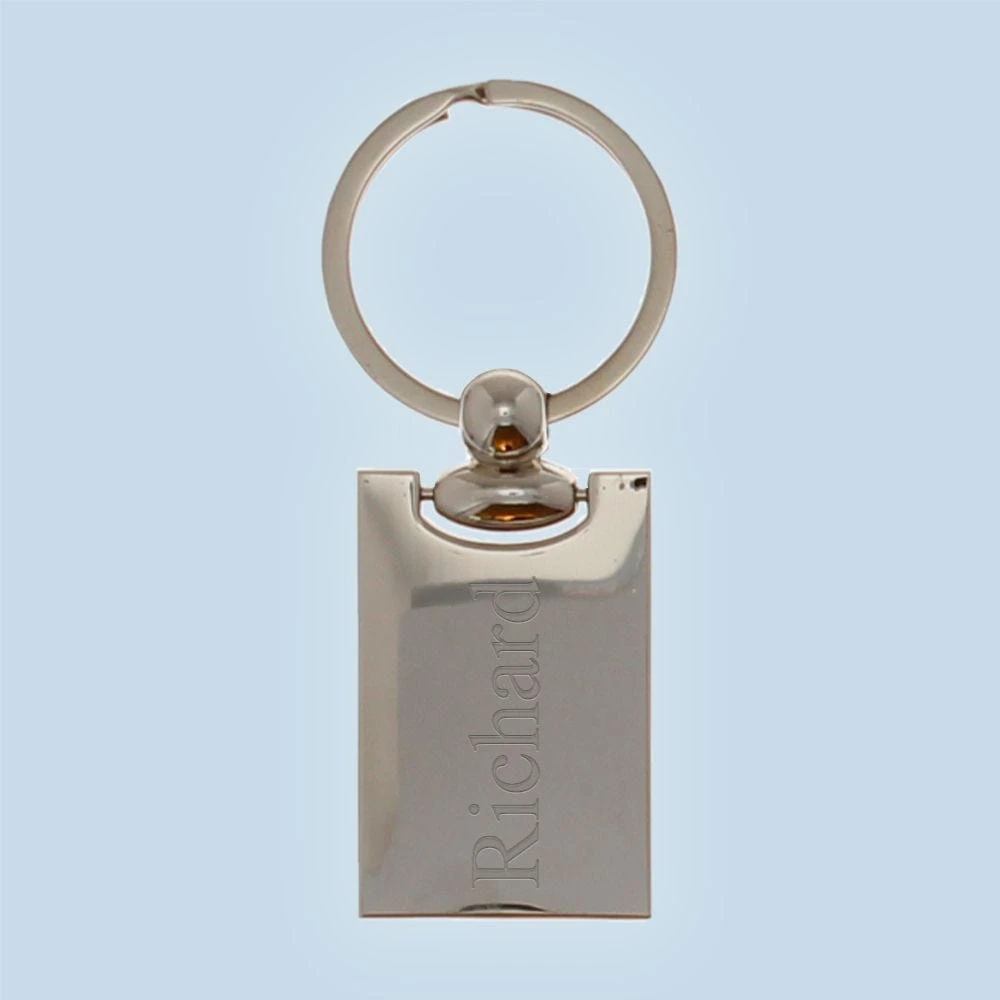 Rectangle Engraved Metal Keyring (Name)