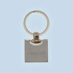 Square Engraved Metal Keyring (Name)