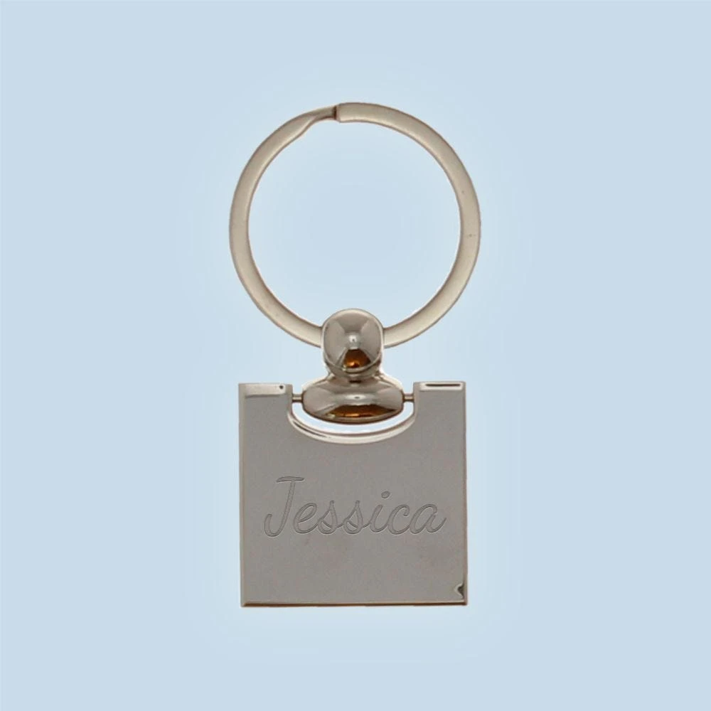 Square Engraved Metal Keyring (Name)
