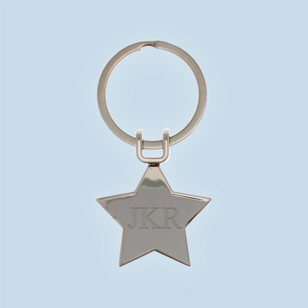 Star Engraved Metal Keyring (Initials)