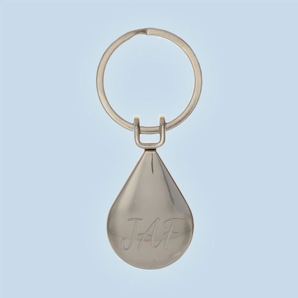 Teardrop Engraved Metal Keyring (Initials)