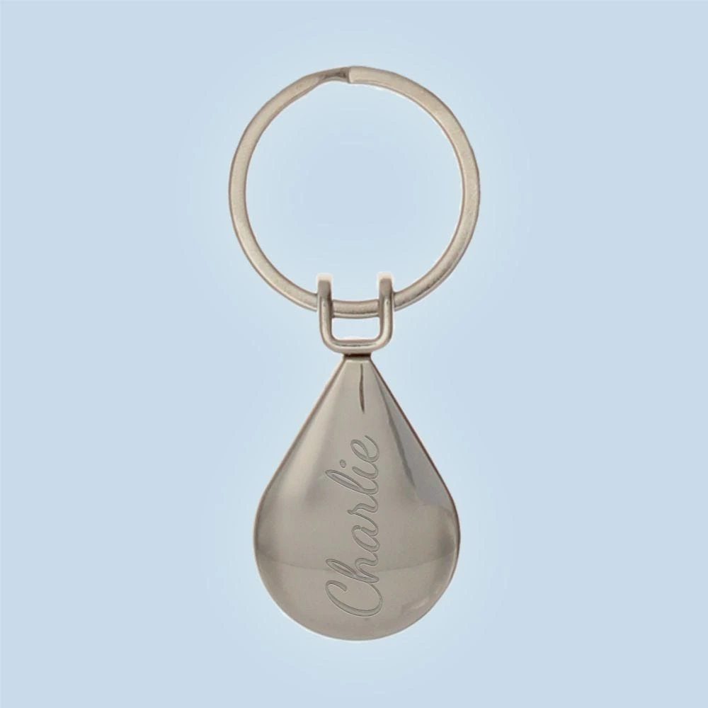 Teardrop Engraved Metal Keyring (Name)